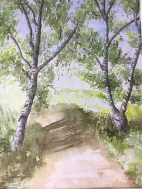 Path to Happiness Watercolour by Mel Wyatt