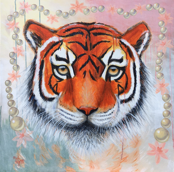'Watchful Waiting' Indian Tiger painting by Lemanie Limes artist Mel Wyatt