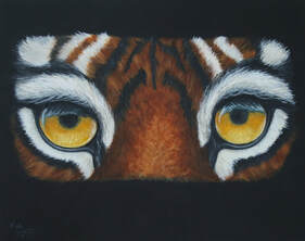 Wild Eyes series, Tiger Eyes, Tiger painting, Tiger acrylic painting, Panthera Tigris. LemanieLimes