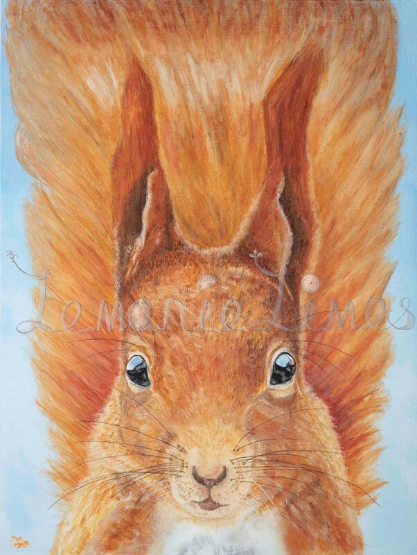 Red Squirrel. Red squirrel painting. Red Squirrel acrylic painting. Sciurus vulgaris. LemanieLimes